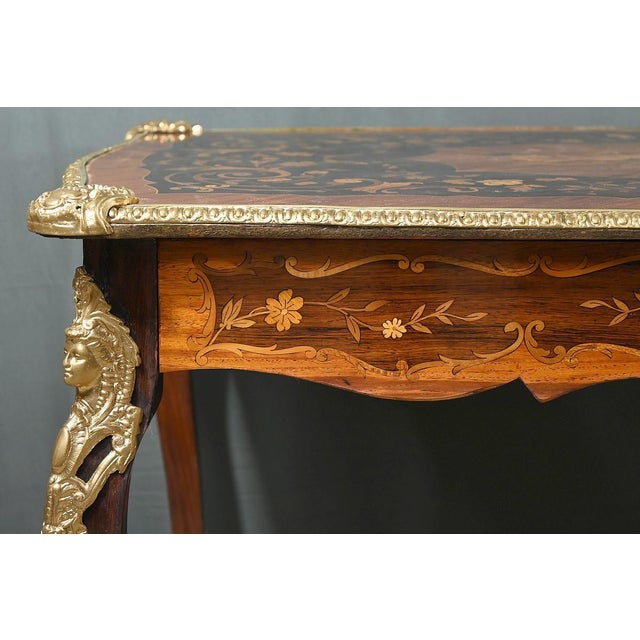 Marquetry Desk Table, Late 19th Century For Sale - Image 10 of 18