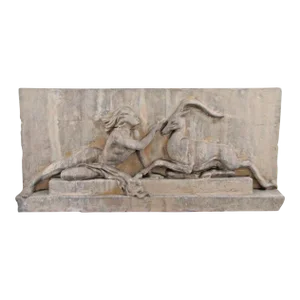 1990s The Casey Collection Large Sculpted Wall Art Woman With Gazelle