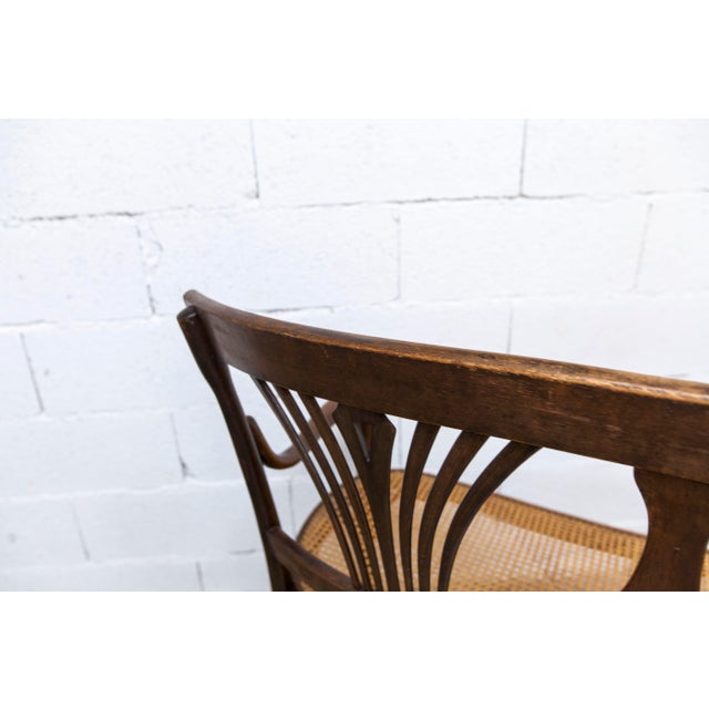 Hand-Caned Bentwood Bench from Fischel, 1930s For Sale - Image 15 of 18