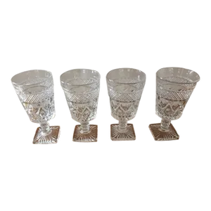 Late 20th Century Imperial Glass Long Stem Cape Cod Clear Square Footed Ice Tea Goblets- Set of 4