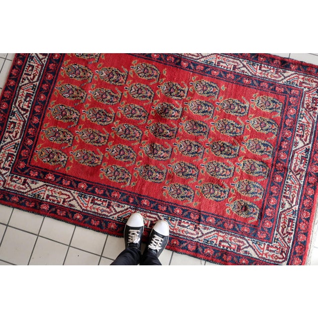 1960s, Handmade Vintage Persian Hamadan Rug 4.6' X 6.11 For Sale In New York - Image 6 of 14