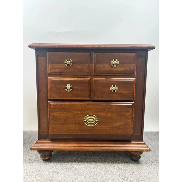 Traditional Traditional American Broyhill Cherry Wood 2 Drawers Nightstand, a Pair For Sale - Image 3 of 12
