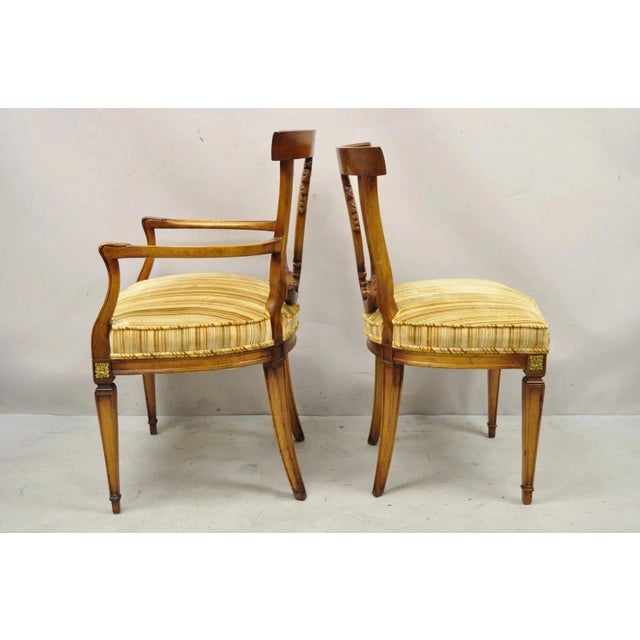 Vintage Italian Neoclassical Style Walnut Greek Key Dining Chairs - Set of 6 For Sale - Image 11 of 12