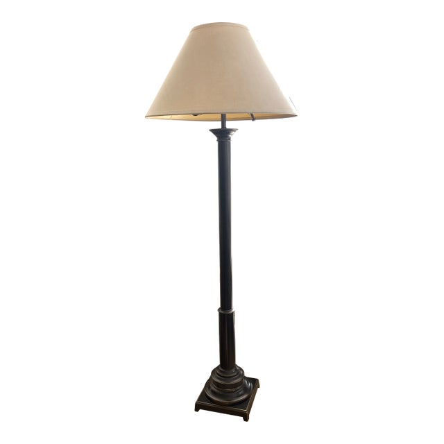 Aged Bronze Metal Doric Column Floor Lamp For Sale