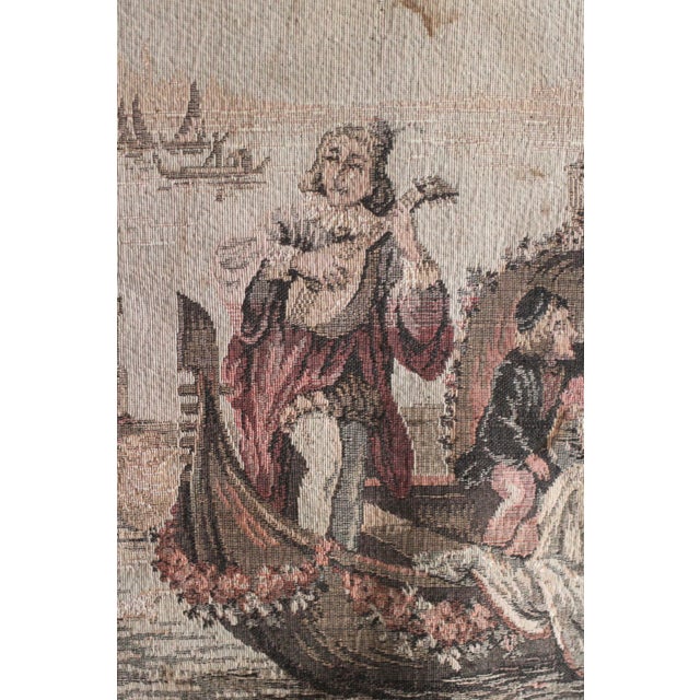 Tan Belgian Antique Long Tapestry of a Canal Scene For Sale - Image 8 of 12