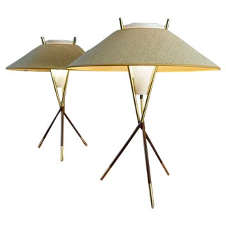 Gerald Thurston Lightolier Tripod Lamps - A Pair For Sale