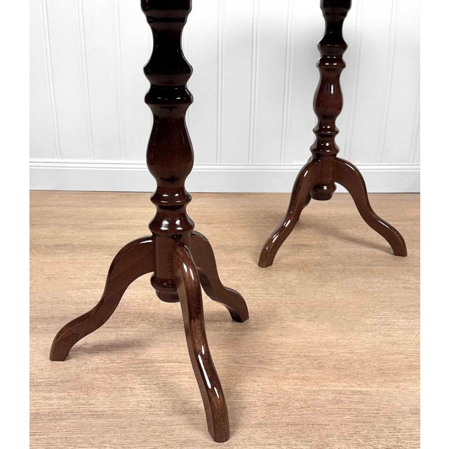 Vintage Italian Rococo Floral Marquetry Fruitwood TurtleTop Side Tables - A Pair For Sale - Image 9 of 10