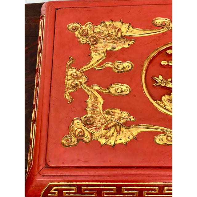 Wood Set of Chinese Red Lacquered Wedding Presentation Boxes, Carved, Parcel Gilt, C. 1910 For Sale - Image 7 of 18
