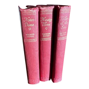 Antique Red Hardcover Victor Hugo Books- Set of 3