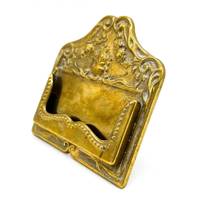 Late 20th Century Vintage Italian Brass Business Card Holder – Hollywood Regency / Rococo Revival For Sale - Image 5 of 13