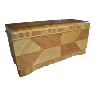 1951 Lane Art Deco Blonde Blanket Cedar Chest For Sale