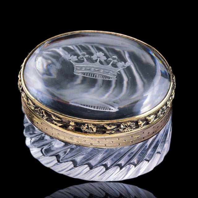 Antique 19th Century French Silver Gilt Mounted Crystal Box For Sale - Image 17 of 18