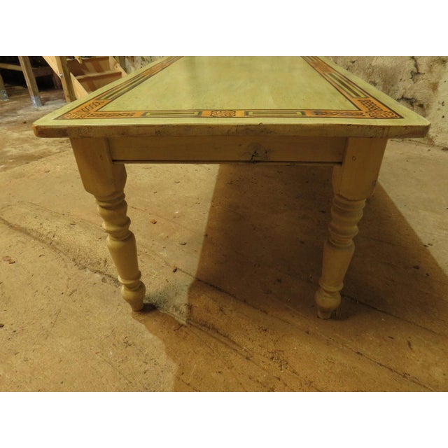 Brown Hand Painted Celtic Viking Themed Table by Tina Turner, 1970s For Sale - Image 8 of 14