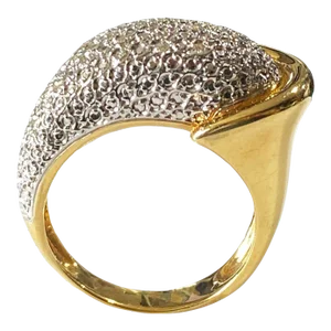 Elegant Mid Century Diamond and 18kt Dome Ring Size 7.75