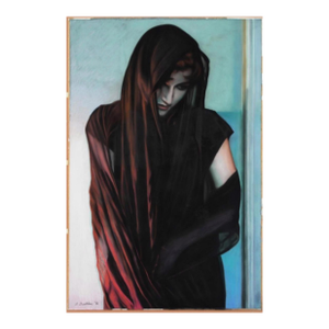Woman in Veil (Very Large Vintage Pastel Portrait, Ex. Arthur Roger Gallery), Adrian Deckbar