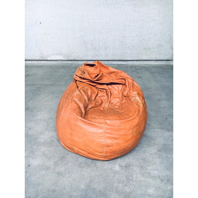 1970s Vintage Leather Patchwork Bean Bag, Italy, 1970s For Sale - Image 5 of 15
