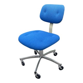 1980s Steelcase Blue Tweed Swivel Office Desk Chair For Sale