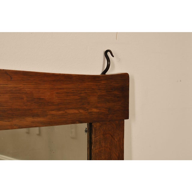 Gustav Stickley Antique Mission Oak Wall Mirror With Coat Hooks #66 For Sale - Image 10 of 18