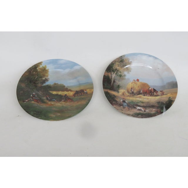 Limoges France Romance Porcelain Plate Pair of 2 Scenic Countryside Motif 4991b For Sale - Image 10 of 10