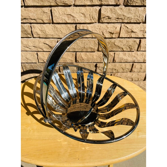 Vintage Mid Century Modern Silver Plated Fruit Basket For Sale - Image 6 of 10