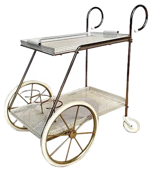 Italian Tubular Brass Steel and Punched Metal Bar Cart, 1950s