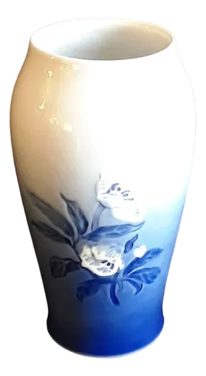 Vintage Danish Porcelain Vase with Blue Floral Decor from Bing & Grondal, 1960s
