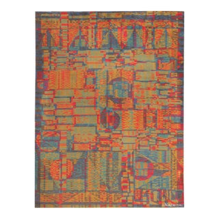Nazmiyal Collection Colorful Mid Century Modern Scandinavian Area Rug For Sale