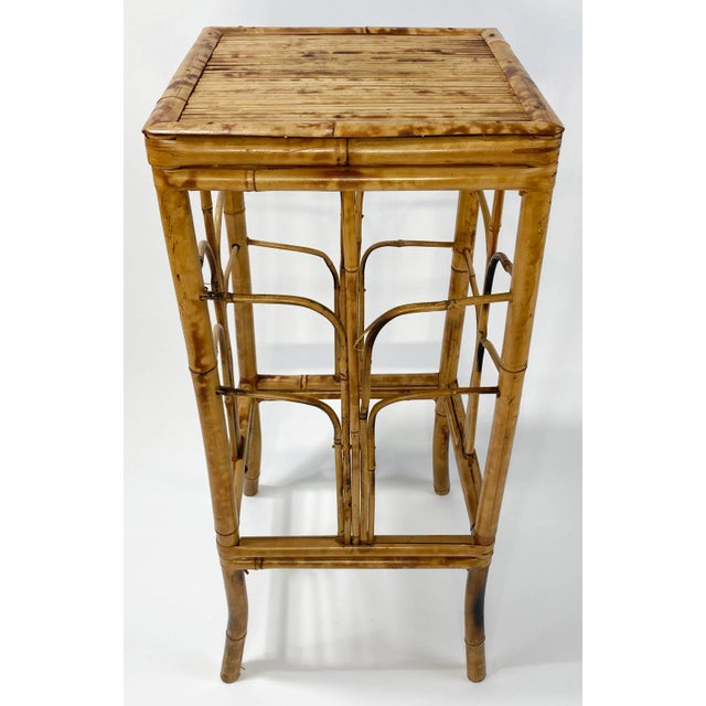 Vintage Scorched Bamboo Plant Stand For Sale - Image 4 of 7