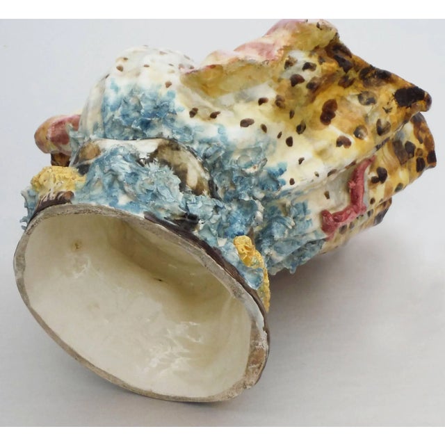 Late 19th Century Large French 19th Century Majolica Shell Pink Vase For Sale - Image 5 of 6