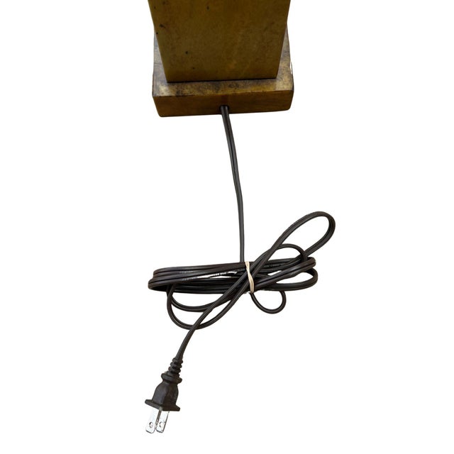 Vintage Mid-Century Jade Column Table Lamp With Cream Lampshade For Sale - Image 15 of 15