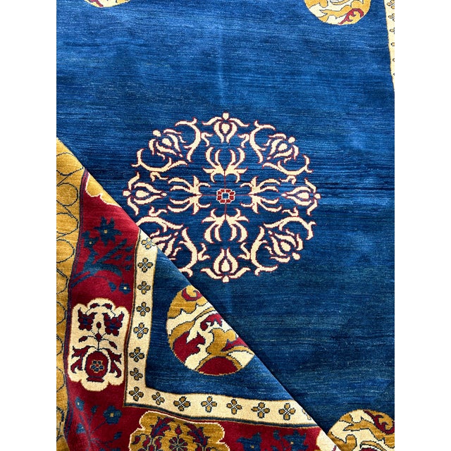 1990s Asian Inspired Design, Deep Indigo, Yellow, Asian Deco, For Sale - Image 11 of 12