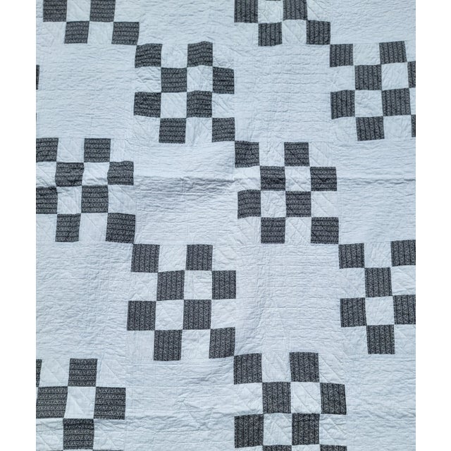 19thc Black and White Postage Stamp Quilt For Sale - Image 4 of 6