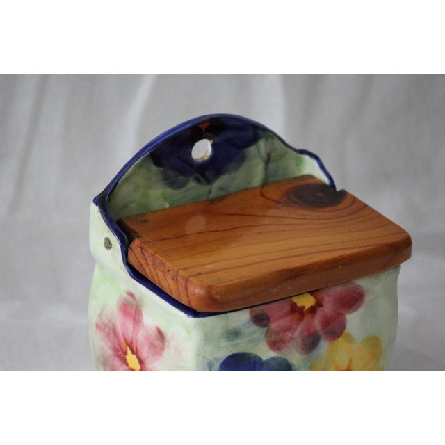 Flower Decor Ceramic Salt Box, 1950s For Sale - Image 10 of 18