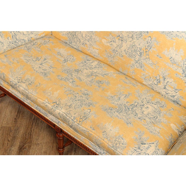 Alfonso Marina French Country Style Carved Walnut Frame Sofa For Sale - Image 12 of 12