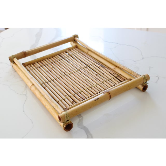 MidCentury Bamboo Rattan Tray Chairish