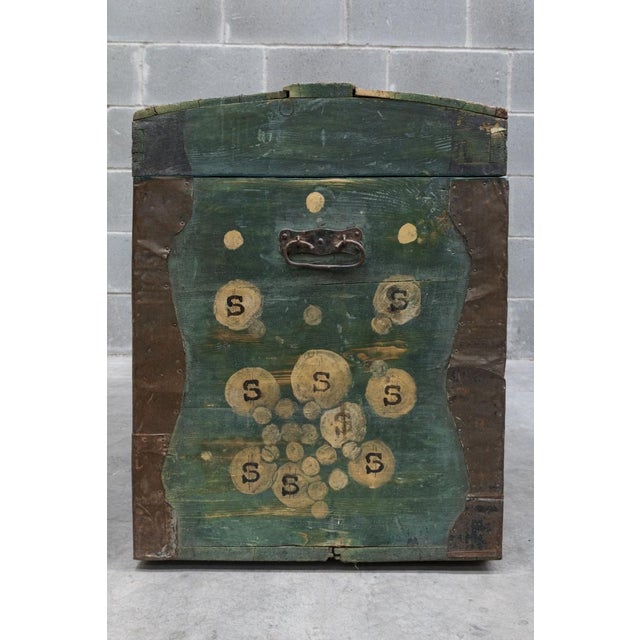 Green Wooden Trunk For Sale - Image 4 of 9