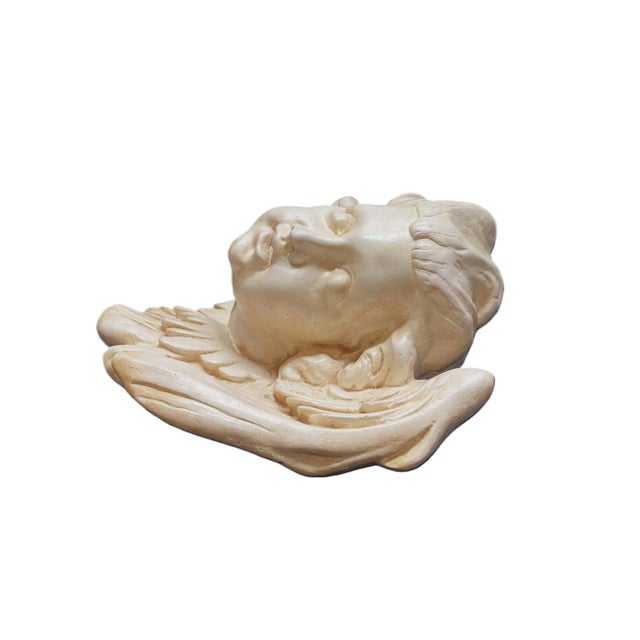 1960's Unbranded Wall Mount Sculpture, Angel Figure, Classical Cherub, Putto, Left Facing, Heavyweight For Sale - Image 4 of 14