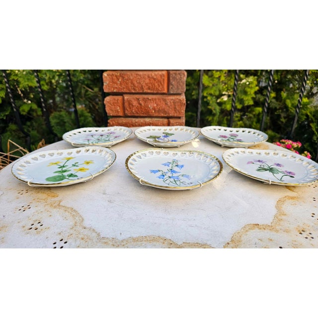 Heart-Shaped Openwork Floral Plates by E.D, 1983, Set of 6 For Sale - Image 8 of 12
