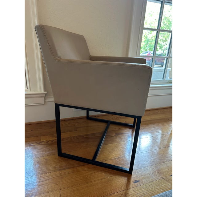 Restoration Hardware Rh Emery Track Arm Leather Dining Chair For Sale - Image 4 of 10