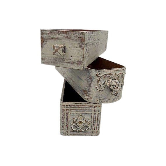 Antique Farmhouse Gray Bins Shabby Drawers S 3 Chairish