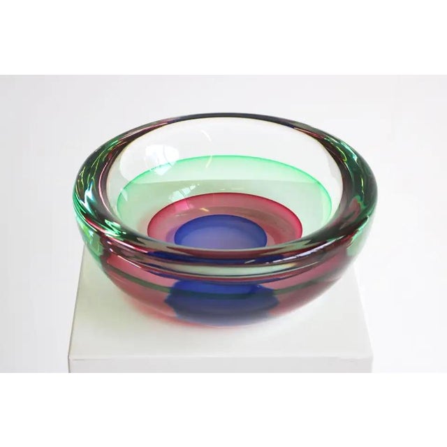 Glass Mid-Century Italian Sommerso Murano Glass Bowl by Luigi Onesto, 1960 For Sale - Image 7 of 12