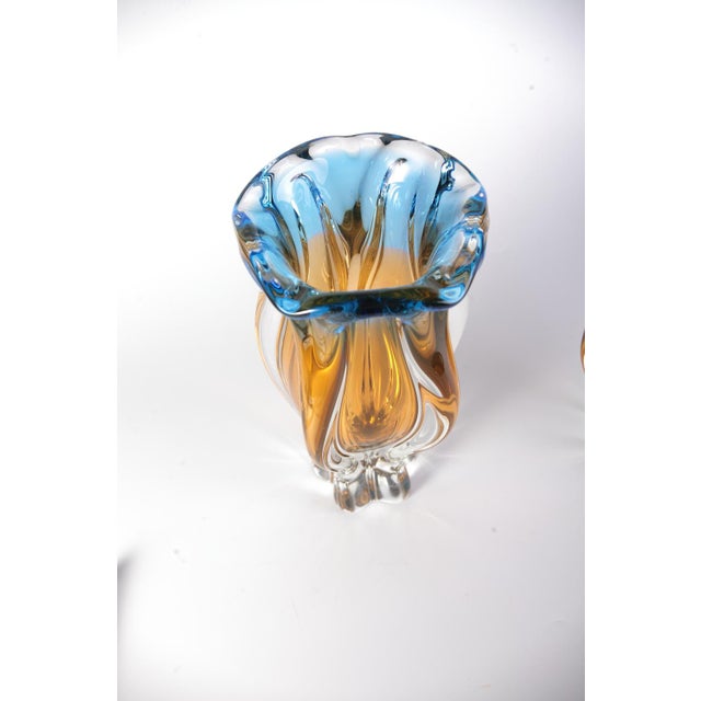 Czech Glass Vase by Josef Hospodka for Sklarny Chribska, 1970s, Set of 2 For Sale - Image 10 of 12
