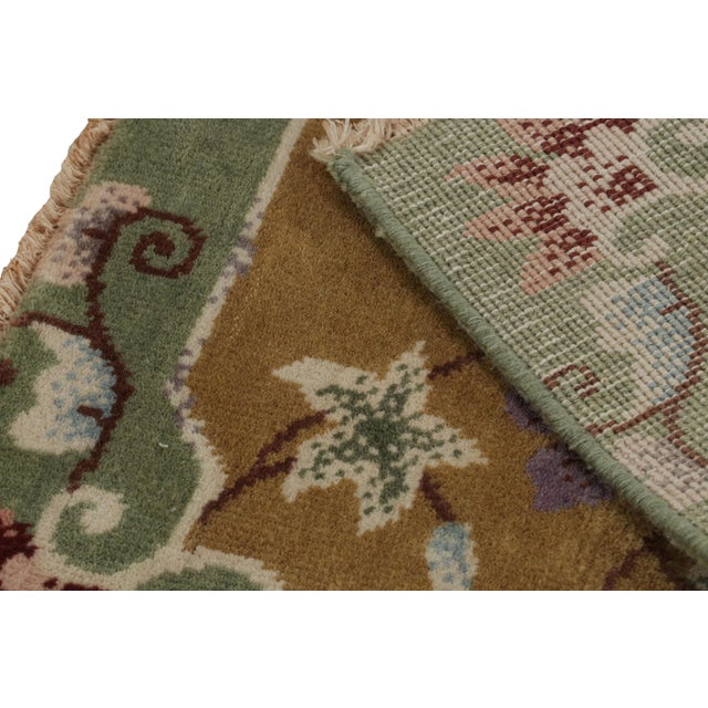 Textile Rug & Kilim’s Chinese Art Deco Style Rug in Gold With Floral Pattern For Sale - Image 7 of 7