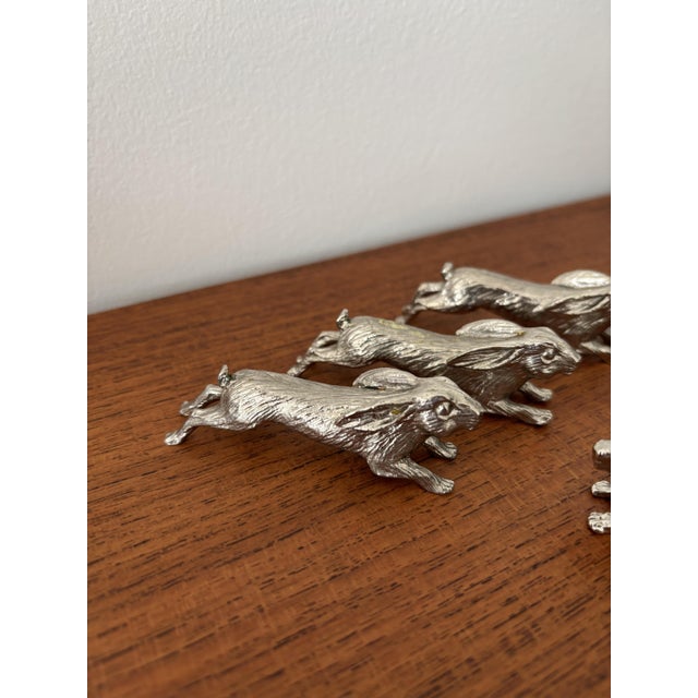 Vintage Silver-Plated Metal Rabbit Knife Rests, 1970s, Set of 6 For Sale - Image 4 of 7