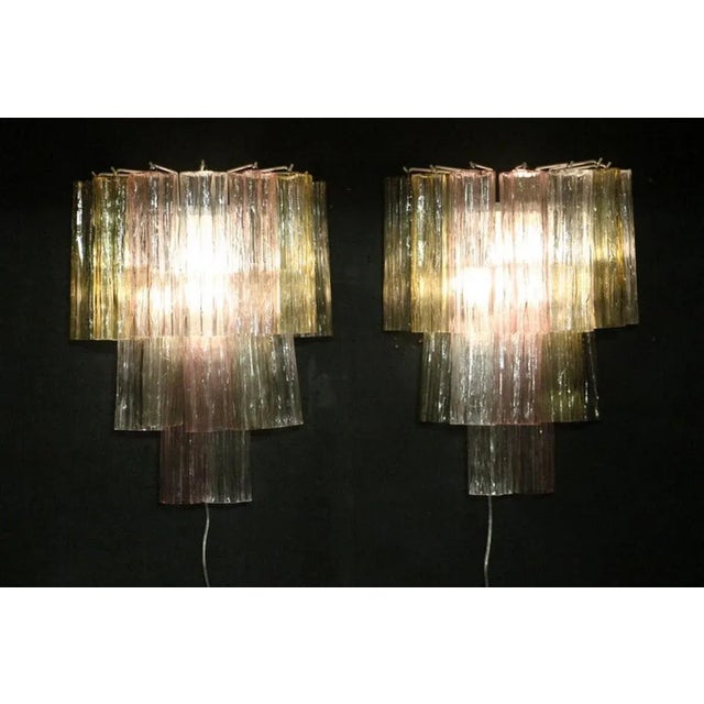 Pink, White, Yellow and Smoked Color Tronchi Wall Lights in the style of Venni, 2000s, Set of 2 For Sale - Image 11 of 13