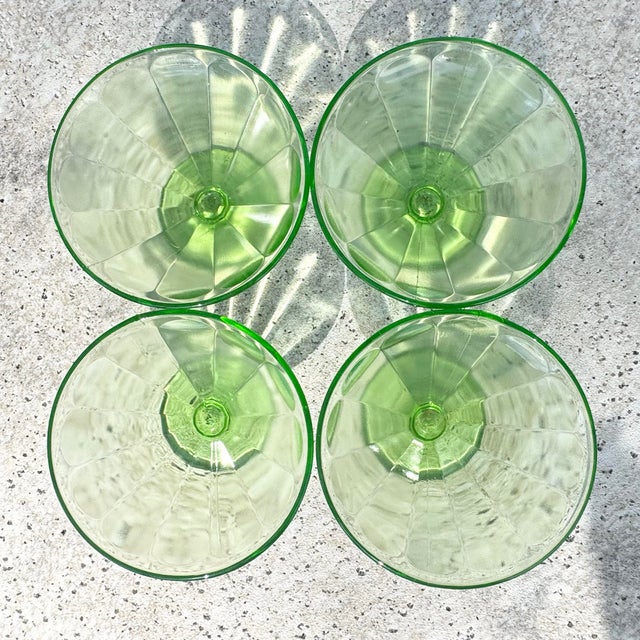 Glass Vintage Green Federal Glass Sherbet Dishes - Set of 8 For Sale - Image 7 of 9