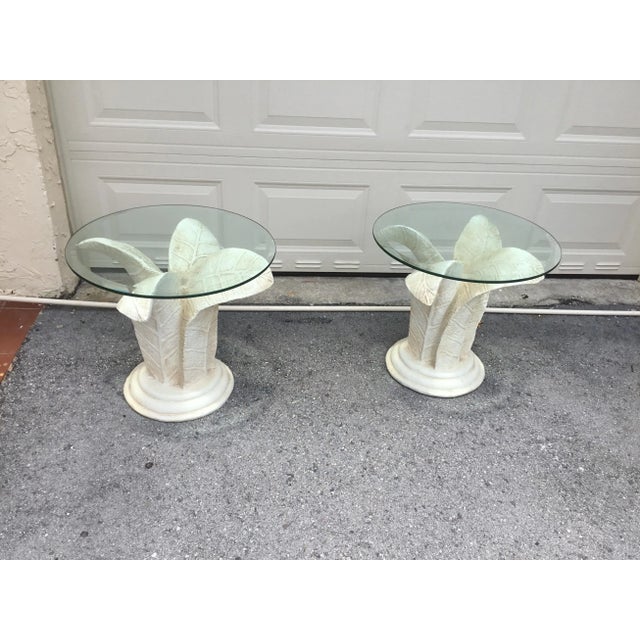 Vintage Glass Top Tables With Floral Style Bases - a Pair For Sale - Image 9 of 9