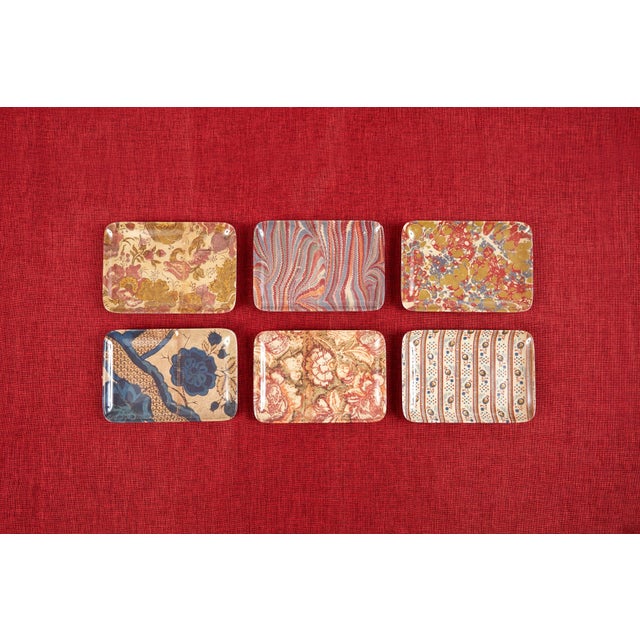 Illustration Antique Wallpaper Valet Trays, Set of 6 For Sale - Image 3 of 11