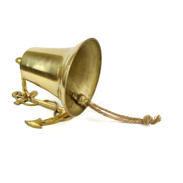 MidCentury Brass Nautical Ship Boat Bell With Anchor Wall Mounting