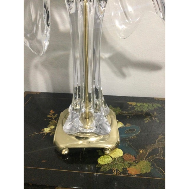 Transparent Vintage Cofrac Art Verrier France Crystal Large Tabel Lamp For Sale - Image 8 of 12